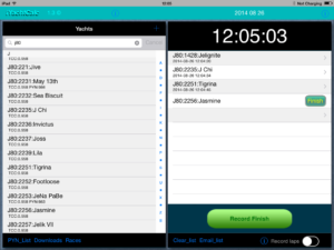 Finish and Boat List - iPad
